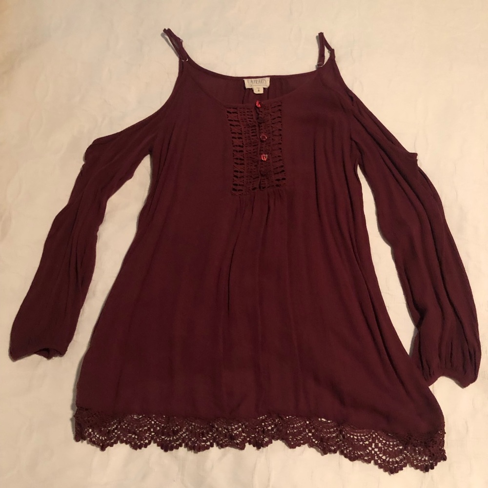 Cold Shoulder Maroon Shirt